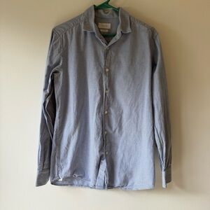 Massimo Dutti Slim Fit checkered Shirt size M men cotton houndstooth white blue